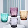 Colorful Translucent Water Cups 310ml Diamond Pattern Tumblers Unbreakable Heat Resistant BPA-Free Stackable Glasses for