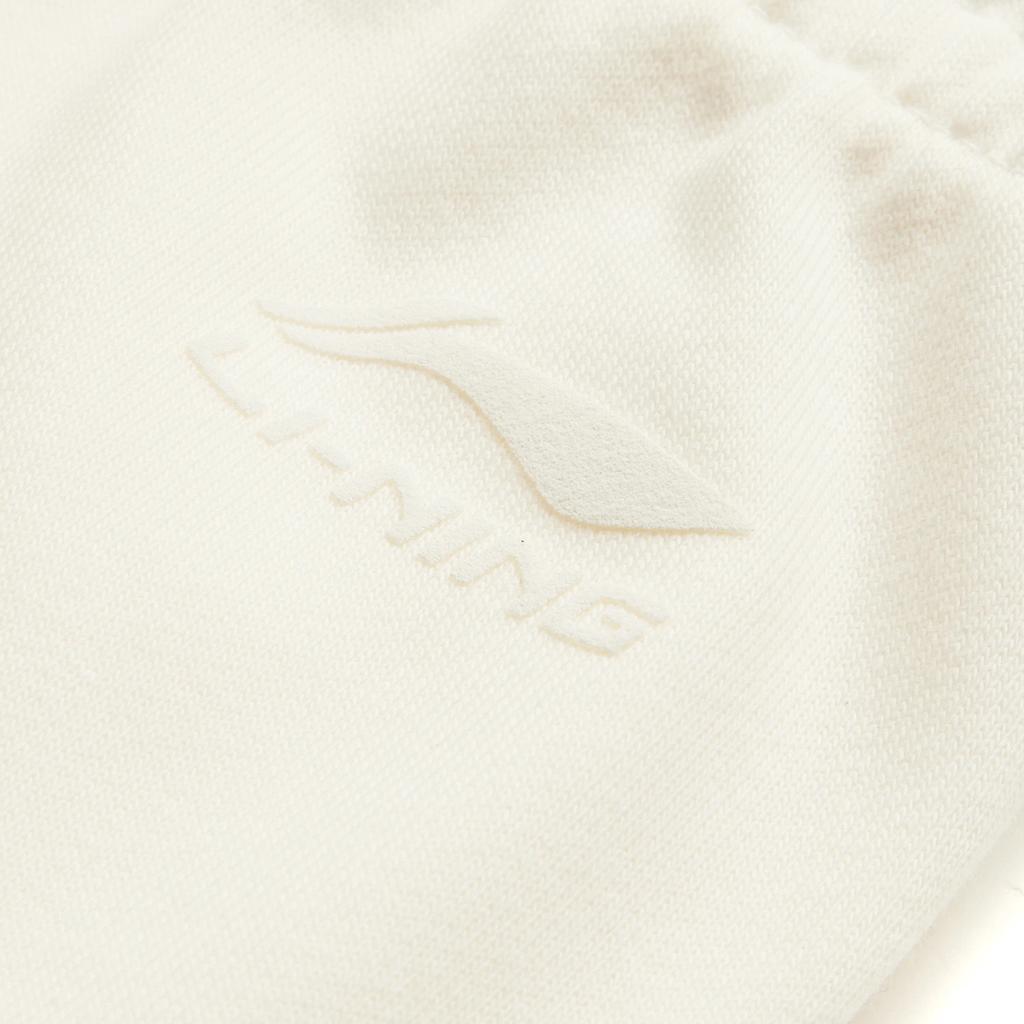 Li Ning Sports Trend Series Solid Color Mid Waist Drawstring Comfortable Breathable Straight Leg Casual Shorts Men Shorts Off-White AKSU235-12