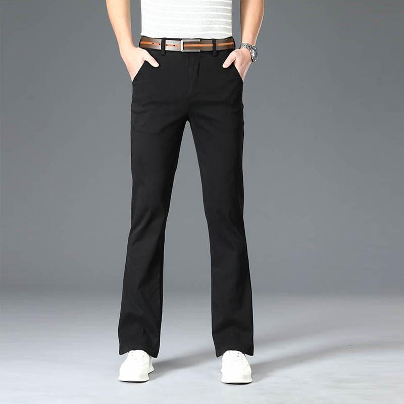 Men's Flare Casual Trousers Korean Style Trendy Stretch Slim-Fit Men's Flared Pants Classic Design Flared Pants