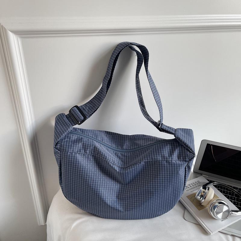 Вместительная клетчатая холщовая сумка женская легкая сумка через плечо кроссбоди сумка-пельмень