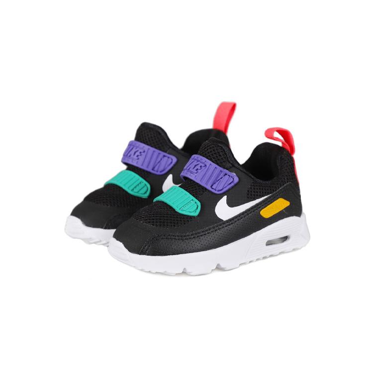 Nike Air Max 90 Амортизация Низкие Беговые Кроссовки Черно-Фиолетовые Для Младенцев И Малышей 881924-014