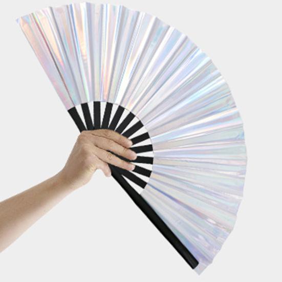 Блестящий ручной веер для женщин в китайском японском стиле, летний складной веер для фестиваля, вечеринки, клуба, танцев, фотографический реквизит