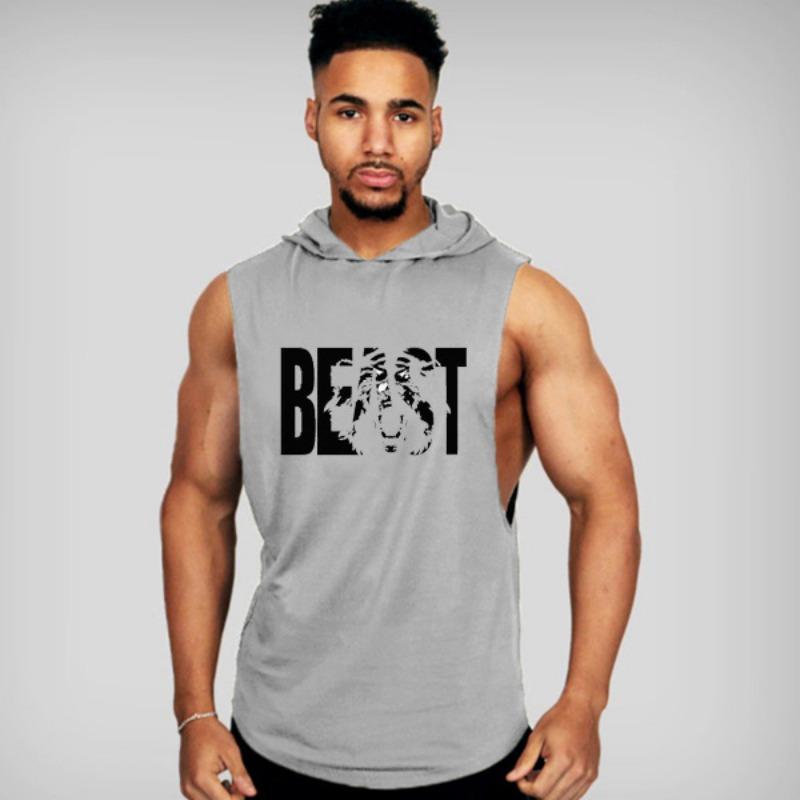 Мужская спортивная майка для бодибилдинга и фитнеса, безрукавка с капюшоном, свободная, большой размер, прострочка «пять звезд»