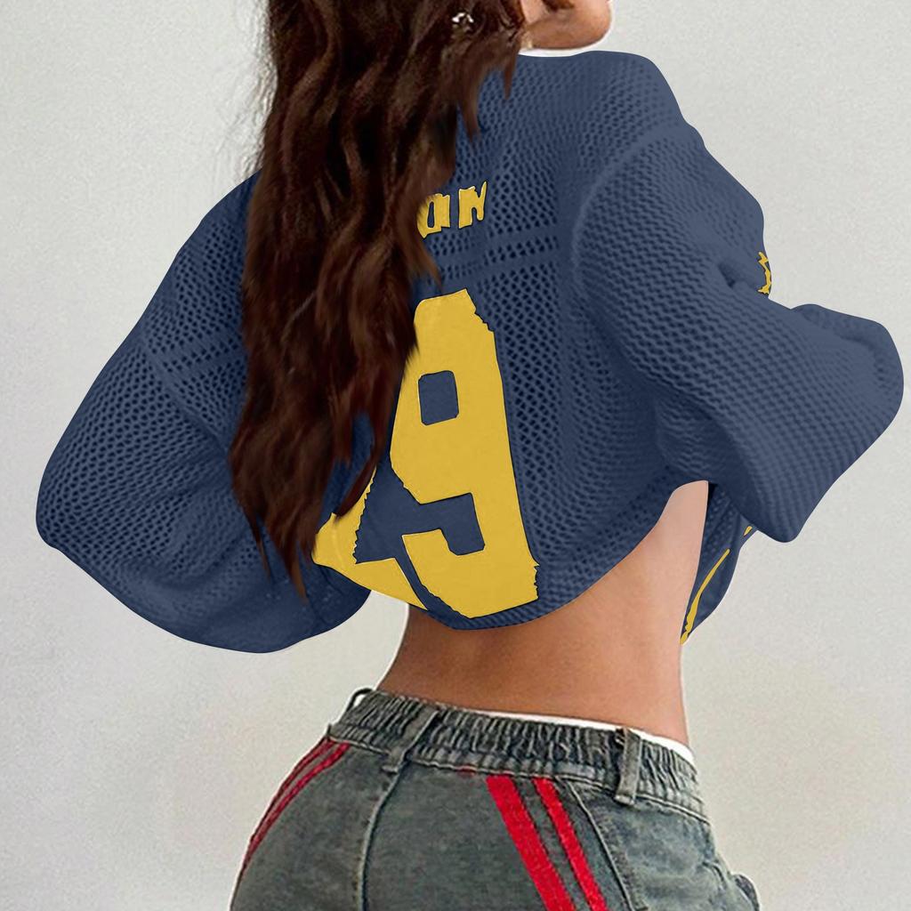 Women's Fashion Casual Street Trend Digital Printing V-Neck Long Sleeve Knit Top