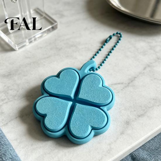 Push Toy with Ball Chain Four-Leaf Clover Clicker Keychain, 3D Printed Leaf Bag Pendant Chain, Stress Relief Finger Toy, Decorative Accessory