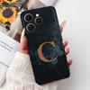 Чехол для Tecno Spark 40 Черный Силикон Роскошные Буквы А-Я Модные Цветы Корона Ударопрочный Чехол для Телефона Tecno Spark 40