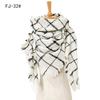 Autumn and Winter New Thickened Warm Circled Yarn Prickly Wool Plaid Square Scarf Scarf Female