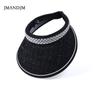 Летняя солнцезащитная шляпа с пустым верхом, корейская версия, универсальная шляпа с жемчугом, женская виниловая шляпа с большим карнизом и повязкой на голову, солнцезащитная шляпа