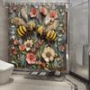 Водонепроницаемая шторка для душа с 3D-изображением пчел и цветов для современного декора ванной комнаты, стильная и прочная, идеально подходит для домашнего использования