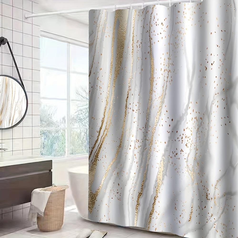 4 шт. Платиновая мраморная занавеска для душа с 12 крючками Нескользящий коврик для ванной комнаты Полный набор декора для ванной комнаты с накладкой на крышку унитаза и ковриком U-образной формы