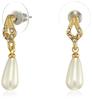 Estele 24 Kt Gold Plated Diamond Pearl Drop Earrings