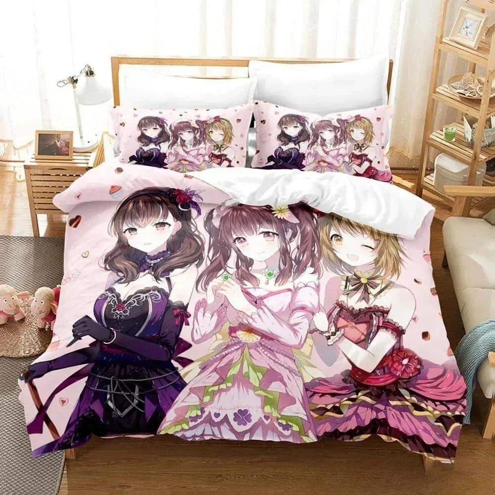 3D Аниме THE IDOLM@STER Чиэри Огата Комплект постельного белья Спальня Мягкие Современные покрывала Удобное Мягкое пододеяльник Удобный чехол для одеяла Наволочка