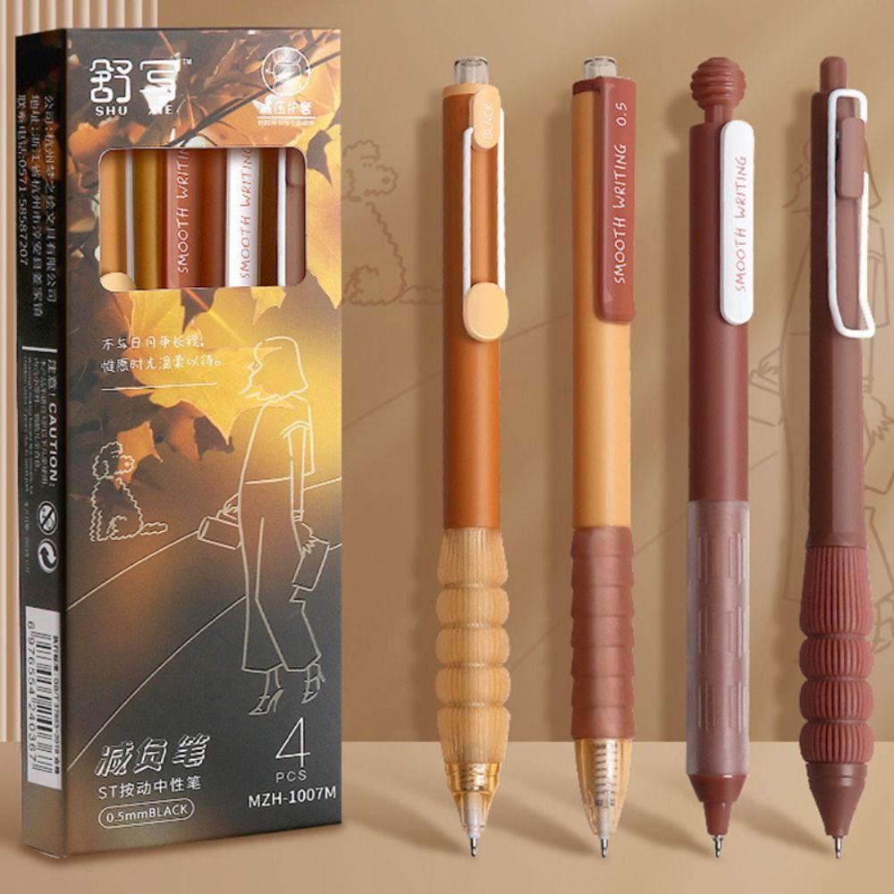4PCS/Box Press Type Neutral Pen Quick Drying Ballpoint Pen Multi-function Signature Pen  Student
