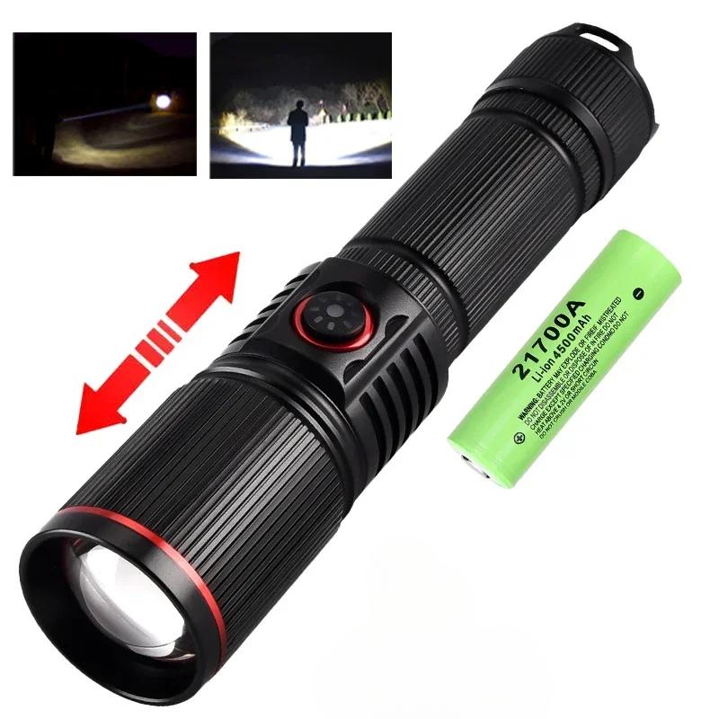 30W High Power LED Flashlight Zoom Torch USB Rechargeable Light Outdoor Camping Hunting Fishing Walking Riding Lighting Lamp