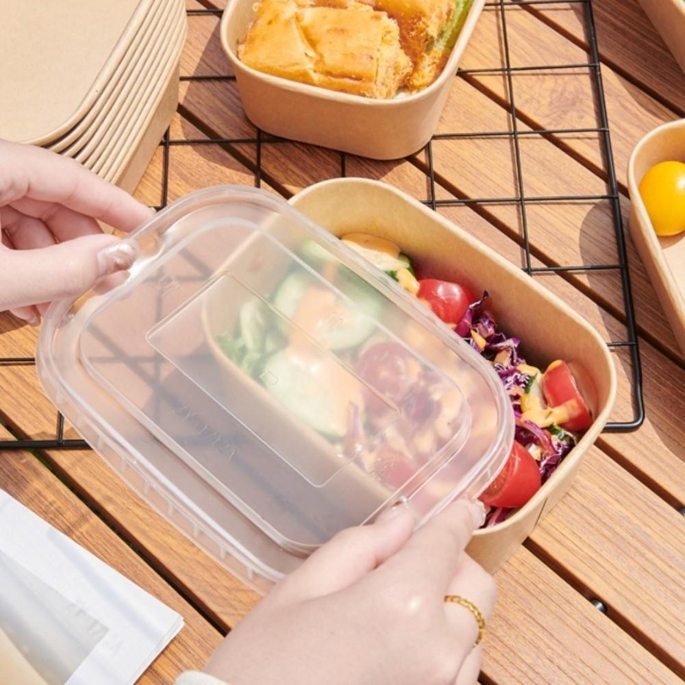 10PCS/Set Square Kraft Paper Lunch Box Paper Food Packing Box Disposable Lunch Box Household