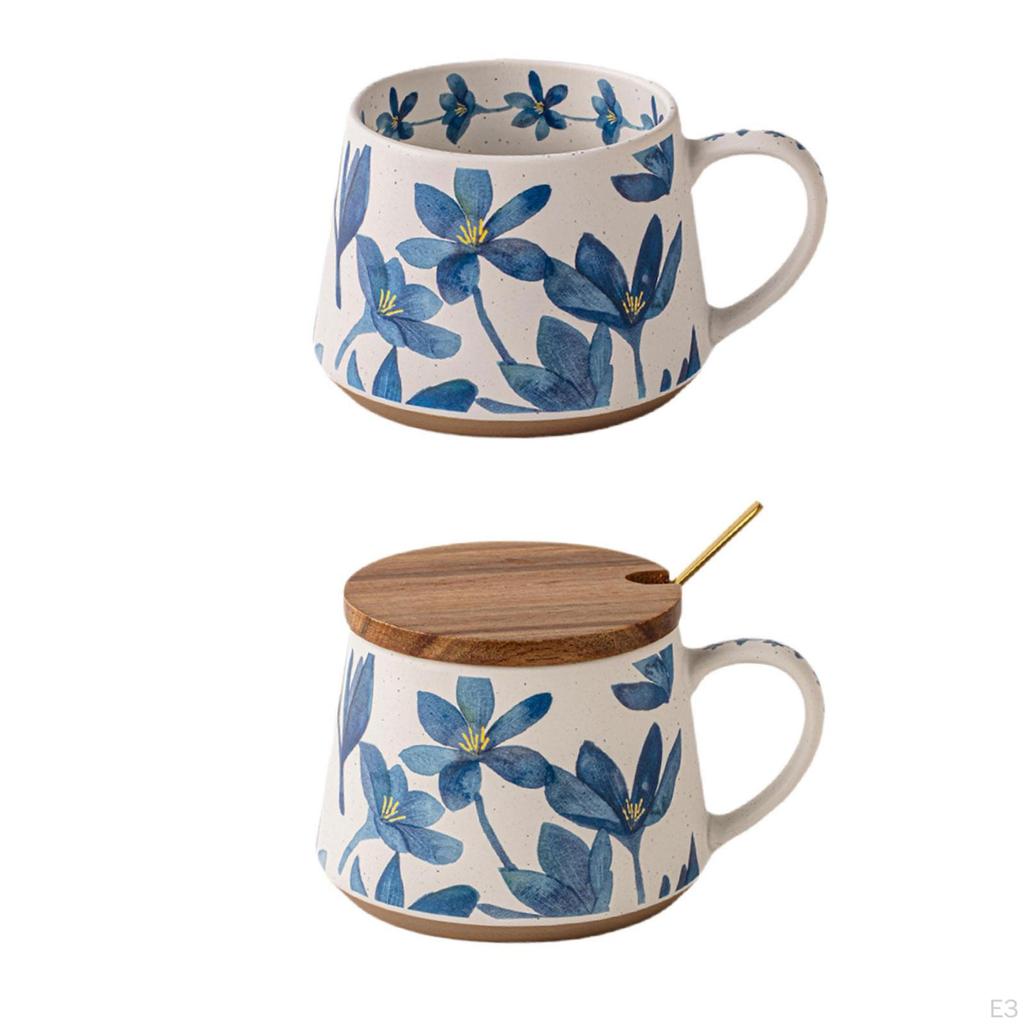 Кружка с цветочным узором Синий цветок Фарфор Рождественский подарок Ретро стили для кофейной чайной чашки Взрослые
