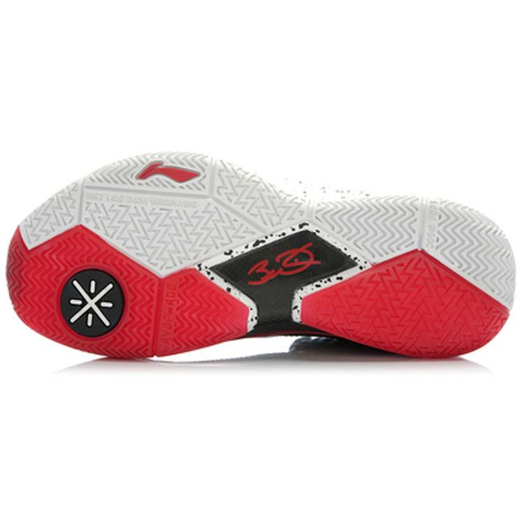Li Ning WOW 3 Легкие Противоскользящие Средние Баскетбольные Кроссовки Мужские Черный Красный Белый ABAJ013-2