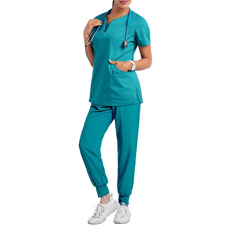 Two Piece Womens Ladies Short Sleeve Nurse Scrub Tops T-Shirt+Pants Sets Hospital Medical Nursing Uniform Outfits