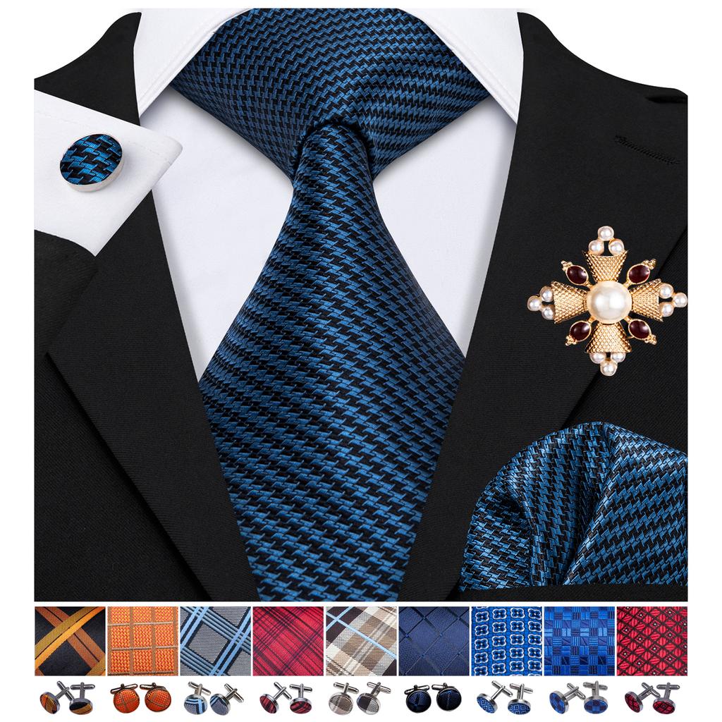 Комплект для мужчин: галстук, брошь и карманный платок