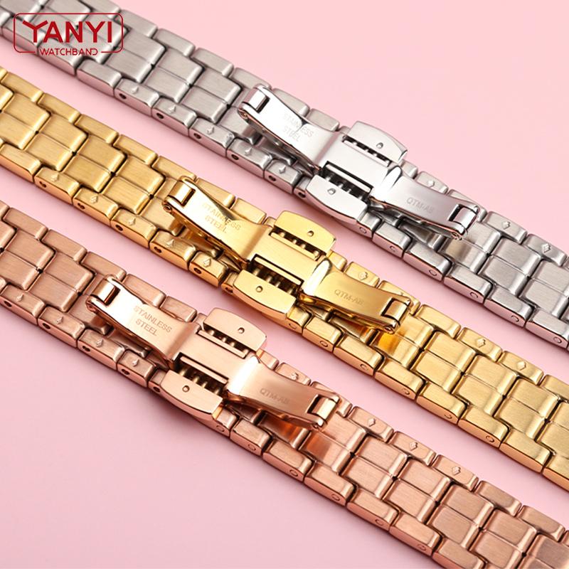 Ремешок для часов из нержавеющей стали, 14 мм для tissot T094210a, женский ремешок для часов, металлический ремешок для наручных часов с винтом