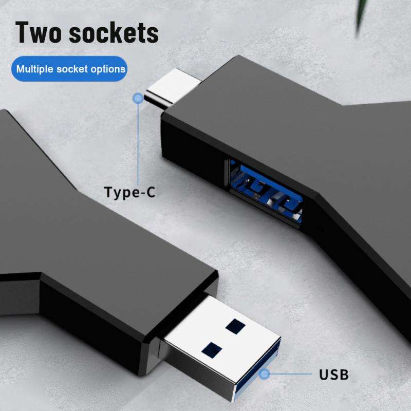 Мини Y-образный портативный Type-c3.1 3-портовый разветвитель USB3.0 Inline 2.0HUB удлинитель-концентратор