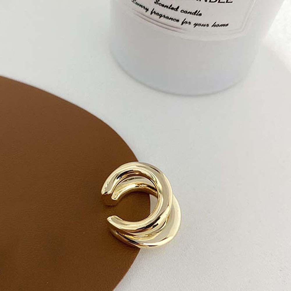 Circle Sliver Color Gold Color Multi-layer Ear Clips Korean Style Round Earrings Hoop Earrings