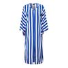 Oversized Women V Neck Batwing Sleeve Striped Print Casual Baggy Maxi Dress