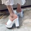 Fashion Aphixta 2025 Summer 7cm Chunky Heels Slides Women Mules White Design Platform Slippers Sandal Cool Peep Toe Shoes Female
