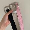 Кожаный ремень с rhinestone Y2K Женский поясной ремень Винтажный кружевной ремень Мужской