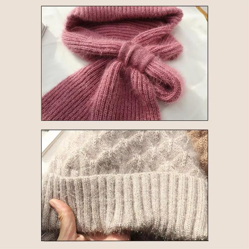 Winter Knitted Integrated Hat Scarf Set Cold Proof Ear Protection Scarf Warm Beanies Cycling Windproof Ladies Outdoor Caps