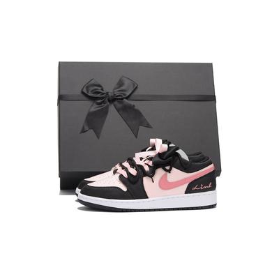 Air Jordan 1 Coverage Низкие Винтажные Баскетбольные Кроссовки GS Черно-Розовые DX4374-008(Команда-SBOX)
