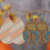 Винтажные серьги-капли Bohemia с цветочным и полосатым узором, цвета Майяр, для женщин, девушек, этнические серьги-гвоздики, фестивальные украшения, рождественские украшения