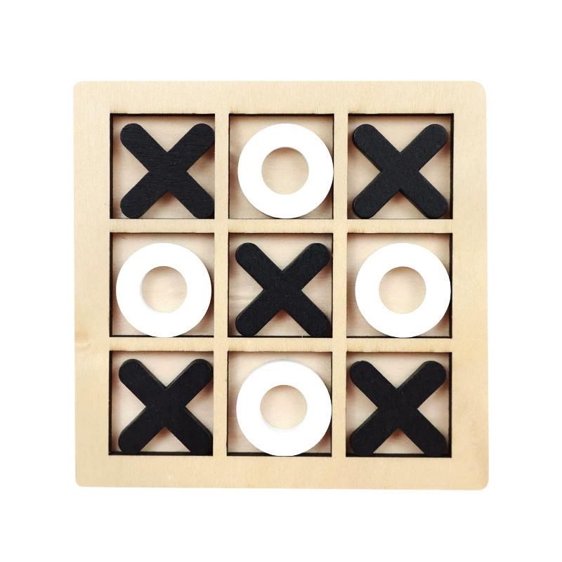 Kids' Wooden XO Tic-Tac-Toe Logic Game: Parent-Child Interactive Two-Player Puzzle Toy