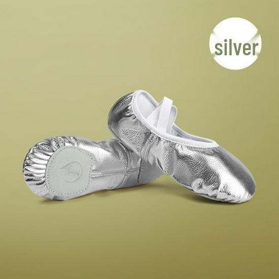 Children's Soft Sole PU Leather Dance Shoes, Women's Gold/Silver Yoga Ballet Shoes