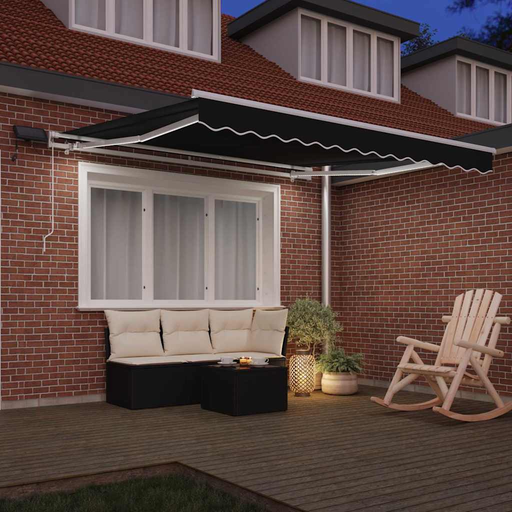Retractable Awning Black 300 x 250 cm Fabric and Aluminum