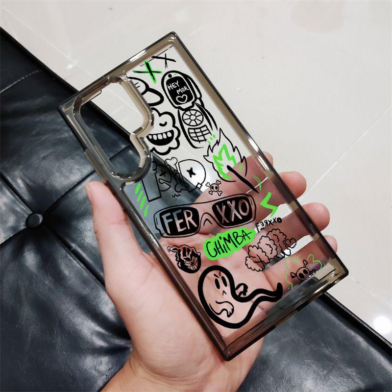 Жесткий прозрачный чехол с граффити для Samsung S26 S25 Ultra S24 Ultra S25FE A56 S24FE S23 Ultra S22 A17 A16 A15 A72 A53 A55 A26 / Ударопрочный чехол Samsung