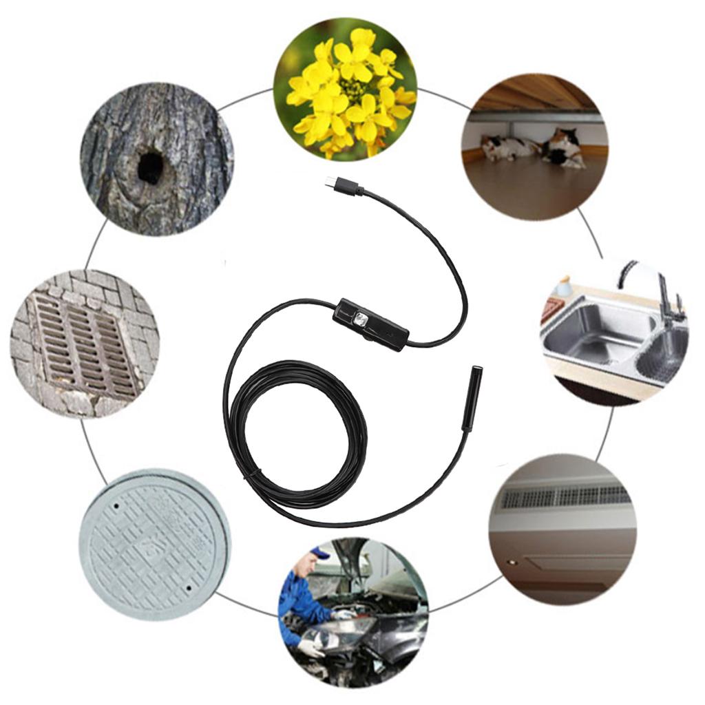 2-в-1 HD IP67 Водонепроницаемый 7мм Мобильный Эндоскоп для Android Windows с 2-метровым USB-кабелем