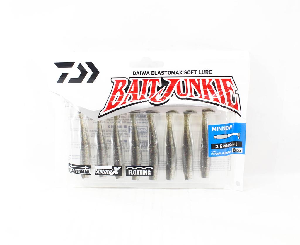 Daiwa Soft Lure Bait Junkie Minnow 2.5 Inch 8 Per Pack Pearl Gudgeon (2729)