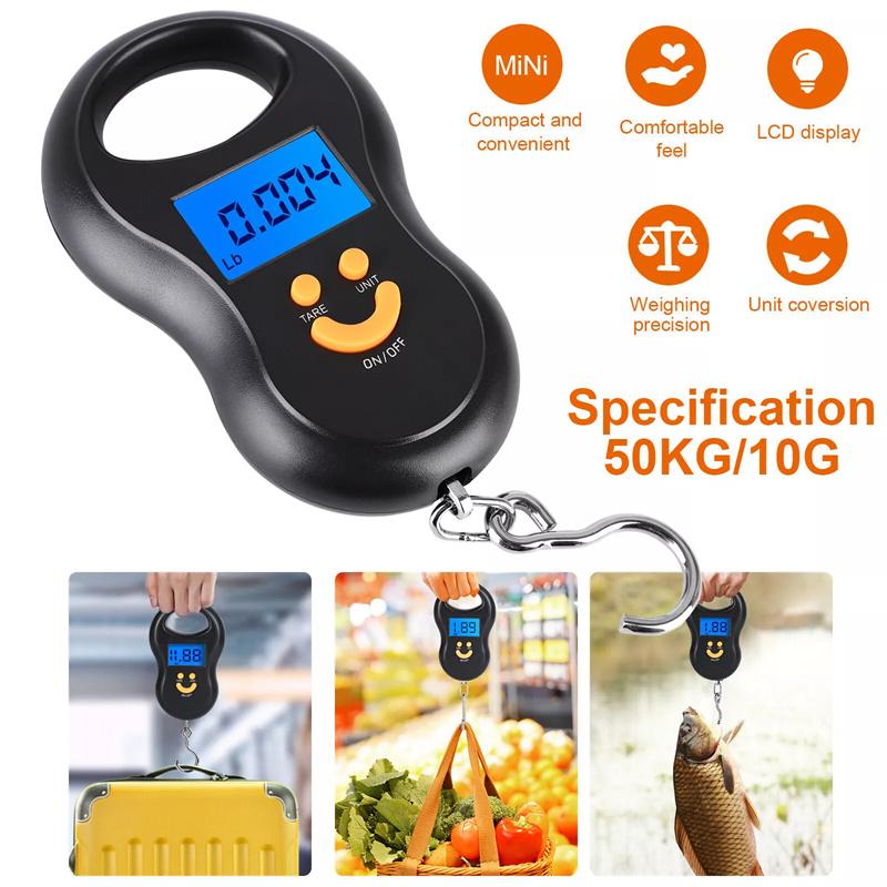 Electronic 50Kg 10G Hanging Scale Lcd Kitchen Digital Scale Backlight Fishing Weights Pocket Scale Travel Luggage Scales