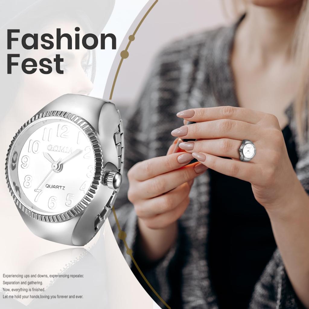 Ring Watch Ring Fashionable One Size Fits Stainless Steel Ring Watch Analog Waterproof Simple Quartz Watch Gold Silver Fashion Accessory Birthday