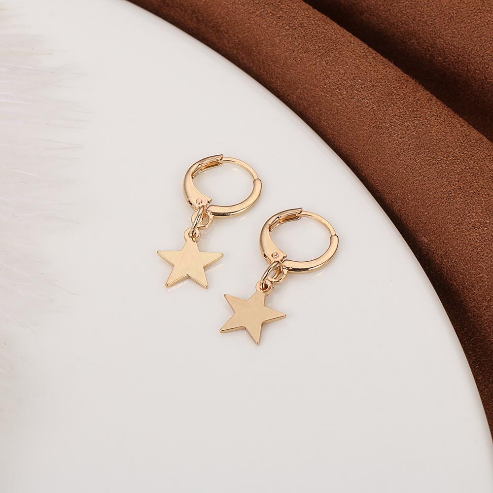 Gold Silver Color Tiny Moon Crescen Huggie Hoop Earring Ear-cuffs Ear Piercing Small Star Charms