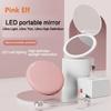 LED Light Makeup Mini Mirror Foldable Makeup Small Pocket Mirror for Women's Luminous Effect Pink White Mini Mirror