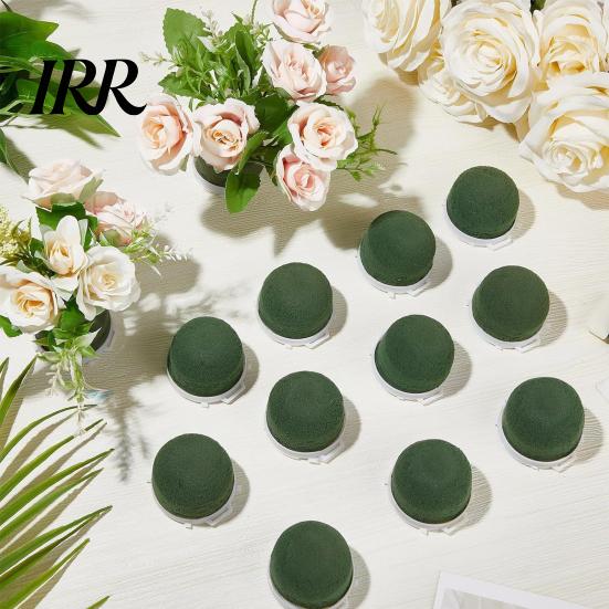 Floral Foam with Base Mini Round Holder Green Flower Arrangement Blocks Wire for Wine Bottle Decor Wedding Birthday Table Centerpiece Event Decoration