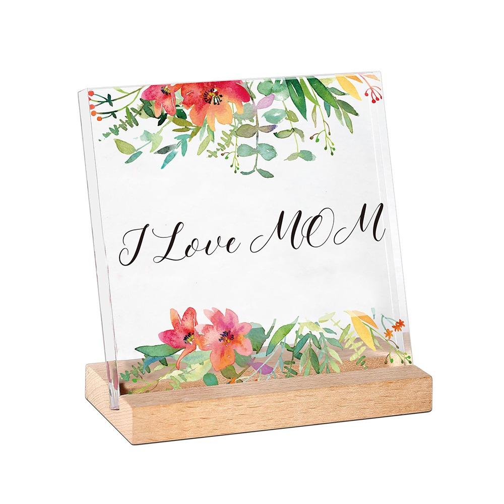 Waterproof Mother's Day Desktop Sign Romantic Love Flowers Ornament Mom Tabletop Sign  Studio Desk