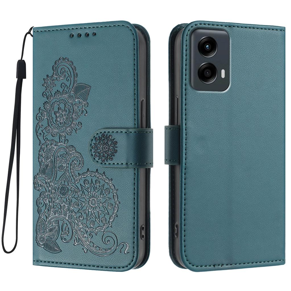For Motorola Moto G Play 5G (2024)/Motorola Moto G 5G (2024) Phone Cases Mandala Flower Leather Wallet Mobile Cover with Strap