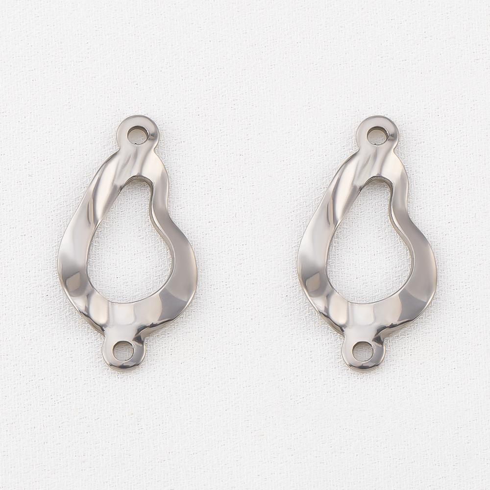 10pcs Stainless Steel 18K Plated Oval Star Heart Charms Double Hole Pendants for DIY Necklace Bracelet Jewelry Making Supplies