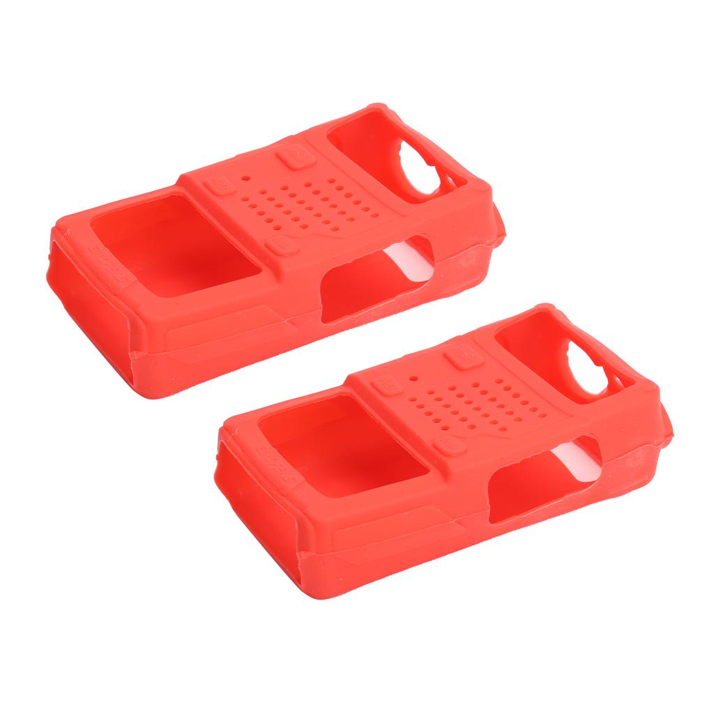 2PCS Mini Walky Talky Силиконовый защитный мягкий чехол Двусторонняя радиозащита для Baofeng UV5R(красный )