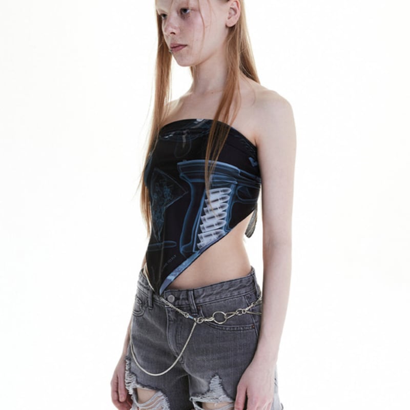 Whole Paper X-Ray Graphic Scarf (Black)