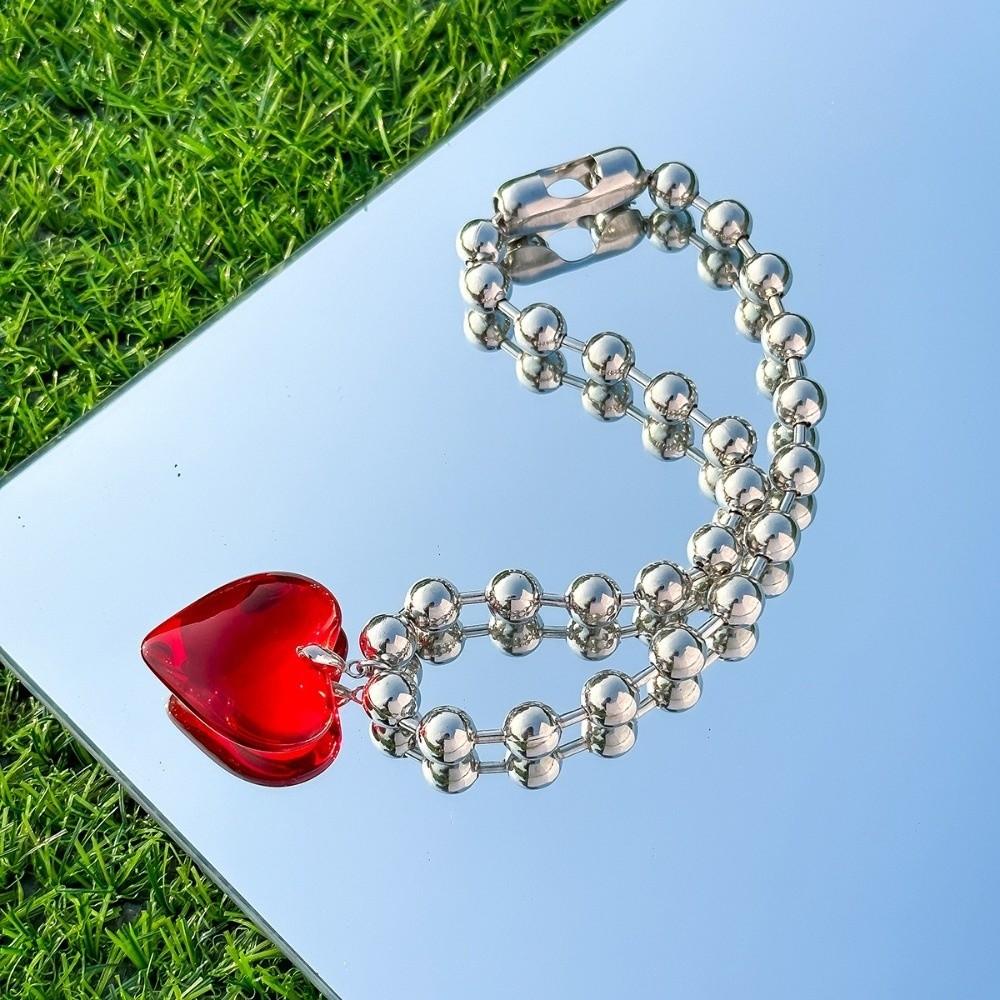 Jewelry Gift Red Heart Necklace Spicy Girl Style Fashion Chokers Punk Women's Necklace Women