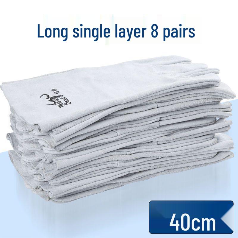 Сварочные перчатки из коровьей кожи, термостойкие - Защита от ожогов, износостойкие, длинные, для защиты труда